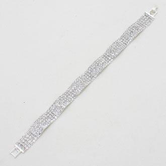 Silver Rippled Rhinestone Evening Bracelet - Jewelry Store by Erik Rayo