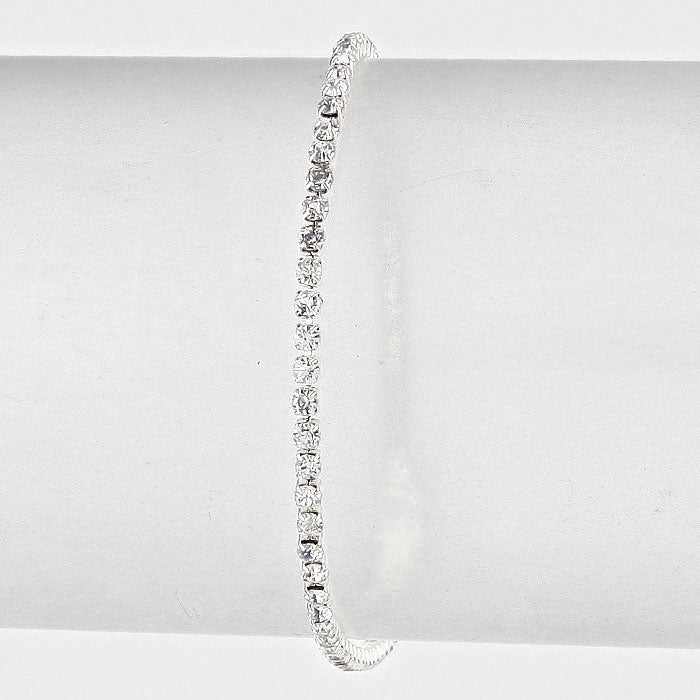 Silver Rhinestone Evening Bracelet