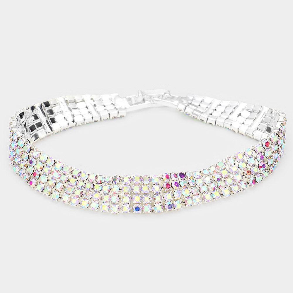 Silver 4Rows Rhinestone Evening Bracelet - Jewelry Store by Erik Rayo