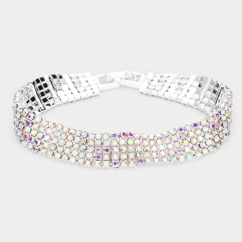Silver 5Rows Rhinestone Evening Bracelet - Jewelry Store by Erik Rayo