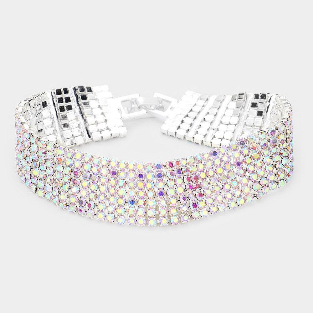 Silver 7Rows Rhinestone Evening Bracelet - Jewelry Store by Erik Rayo