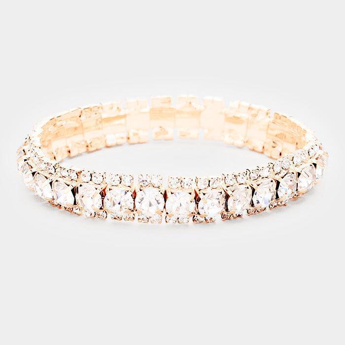 Rose Gold Crystal Rhinestone Stretchable Bracelet - Jewelry Store by Erik Rayo