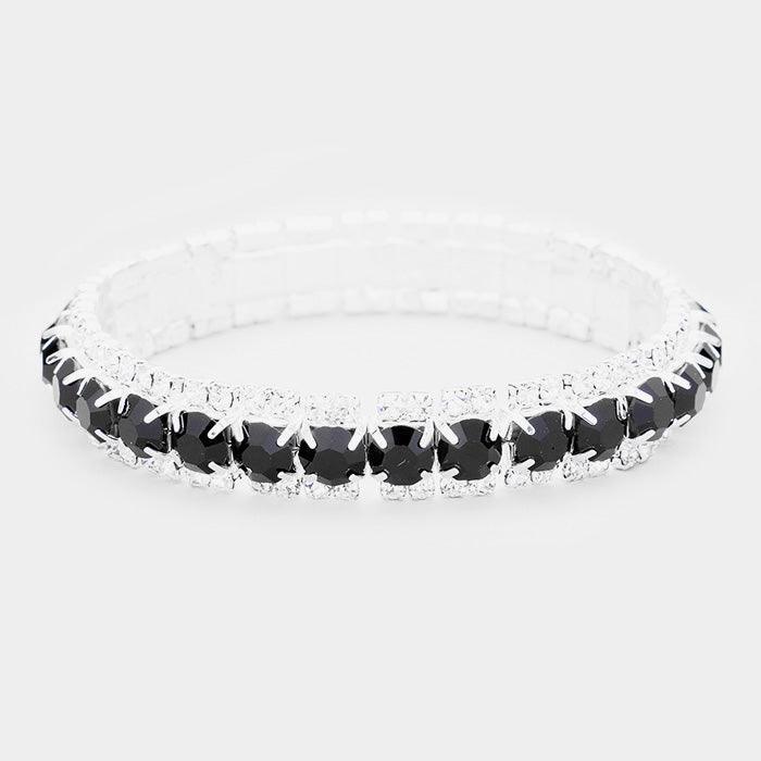 Silver Crystal Rhinestone Stretchable Bracelet - Jewelry Store by Erik Rayo