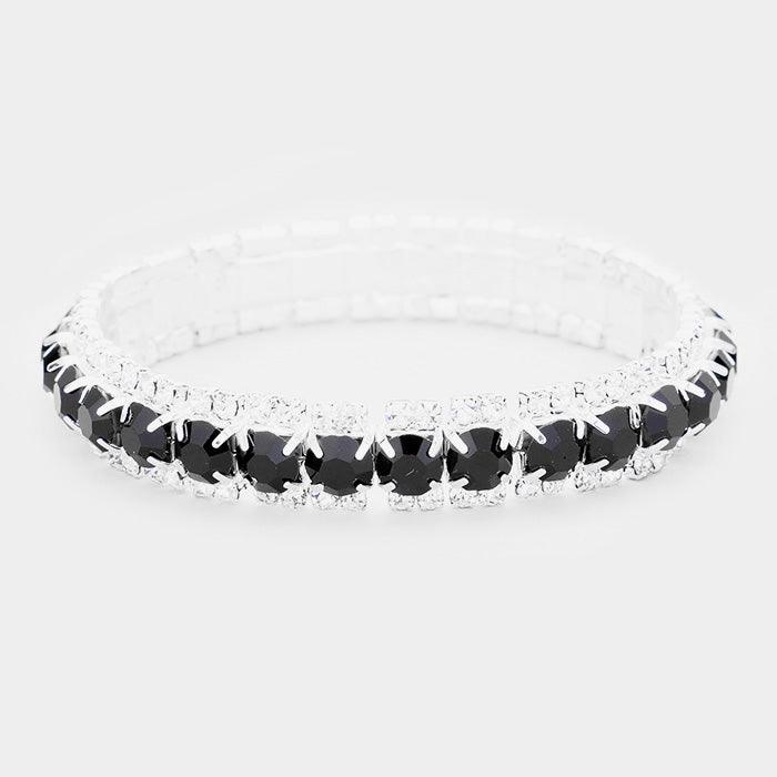 Silver Crystal Rhinestone Stretchable Bracelet