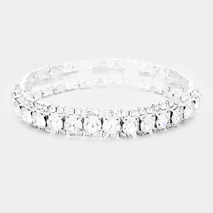 Silver Crystal Rhinestone Stretchable Bracelet