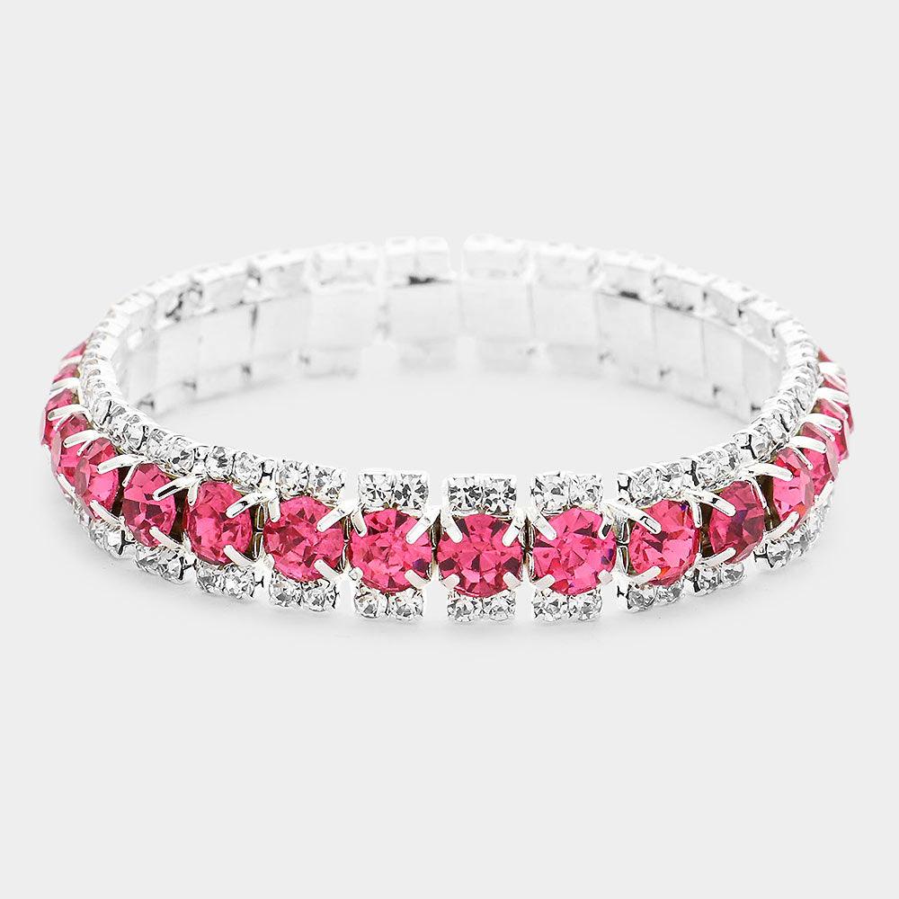 Silver Crystal Rhinestone Stretchable Bracelet