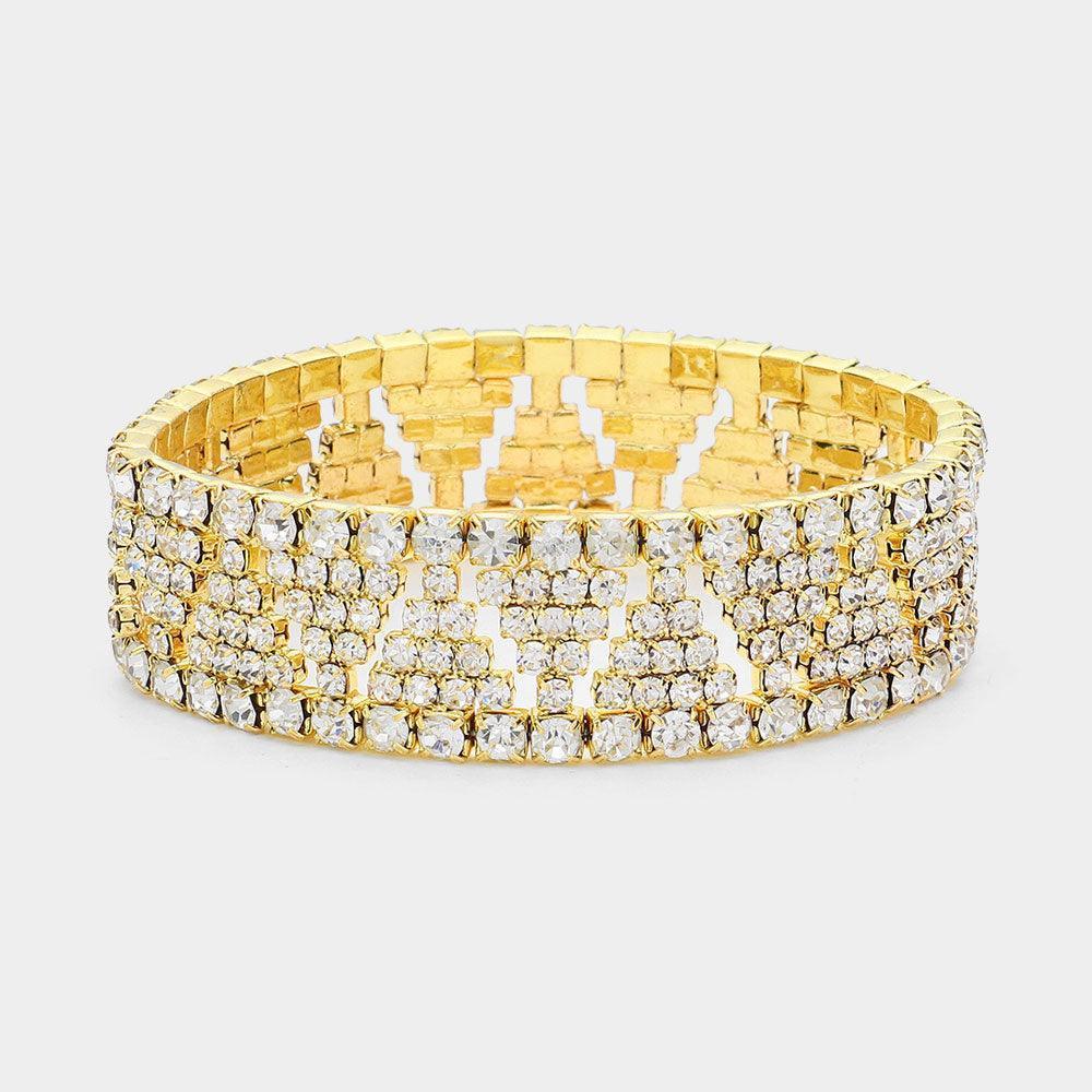 Clear Rhinestone Paved Stretch Evening Bracelet - Jewelry Store by Erik Rayo