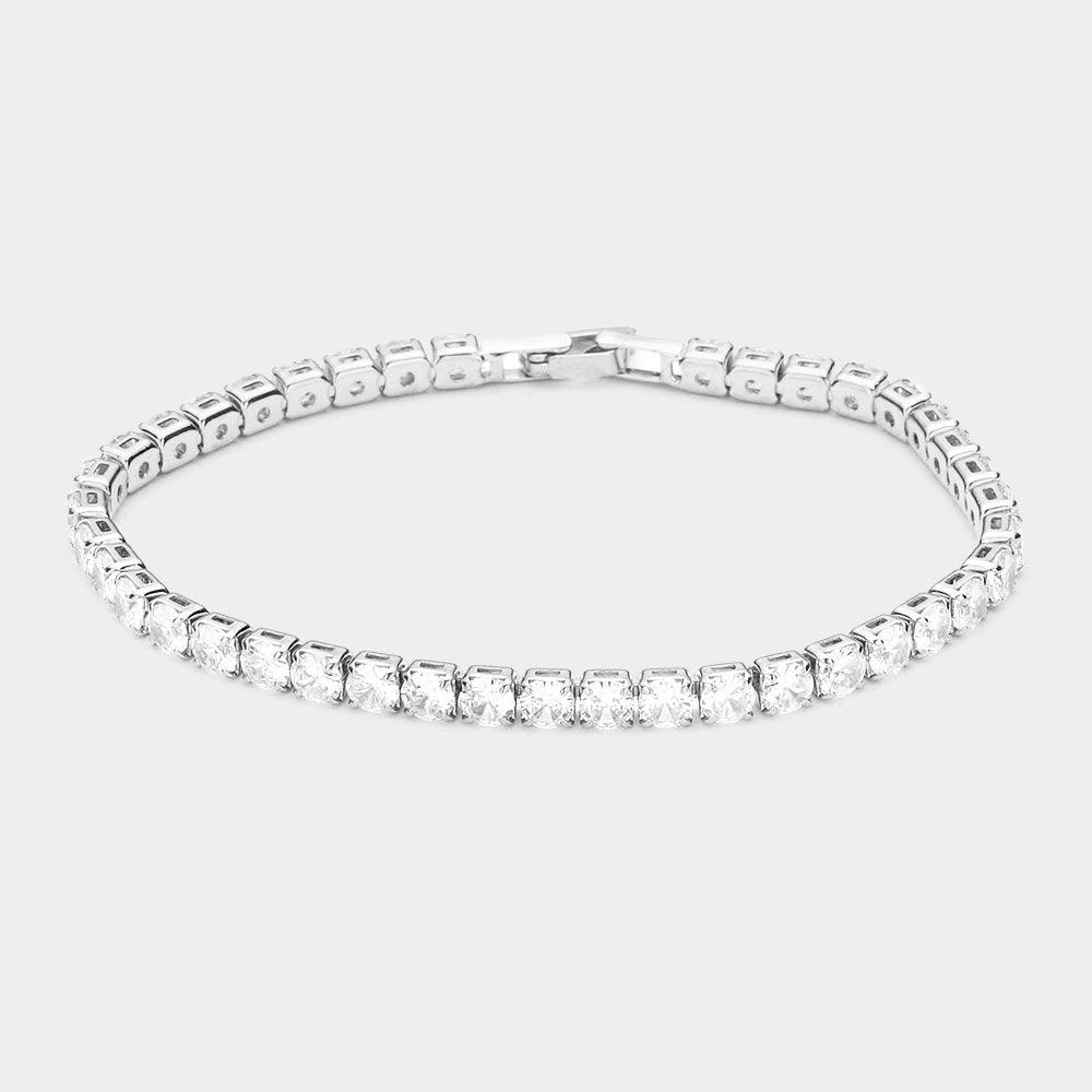 Silver Round CZ Tennis Evening Bracelet