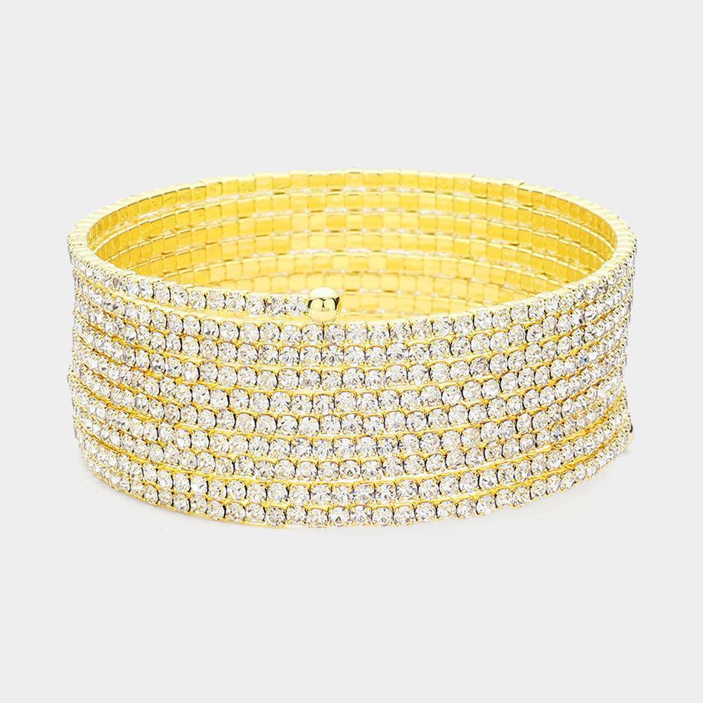 Clear Crystal Rhinestone Coil Evening Bracelet - Jewelry Store by Erik Rayo