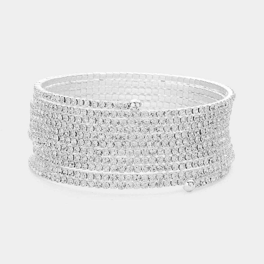 Silver Rhinestone Paved Wrap Around Evening Bracelet - Jewelry Store by Erik Rayo