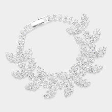 Load image into Gallery viewer, Silver Petal Rhinestone Evening Bracelet
