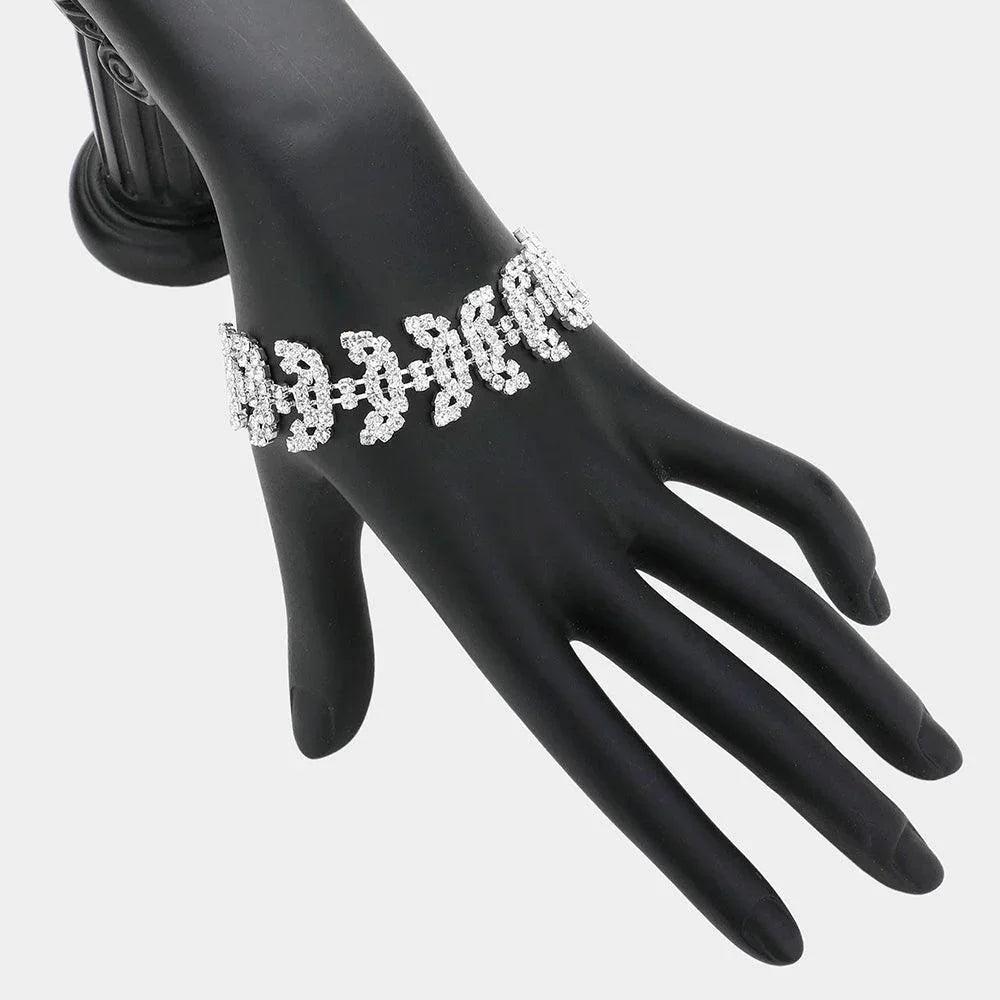 Silver Petal Rhinestone Evening Bracelet - Jewelry Store by Erik Rayo