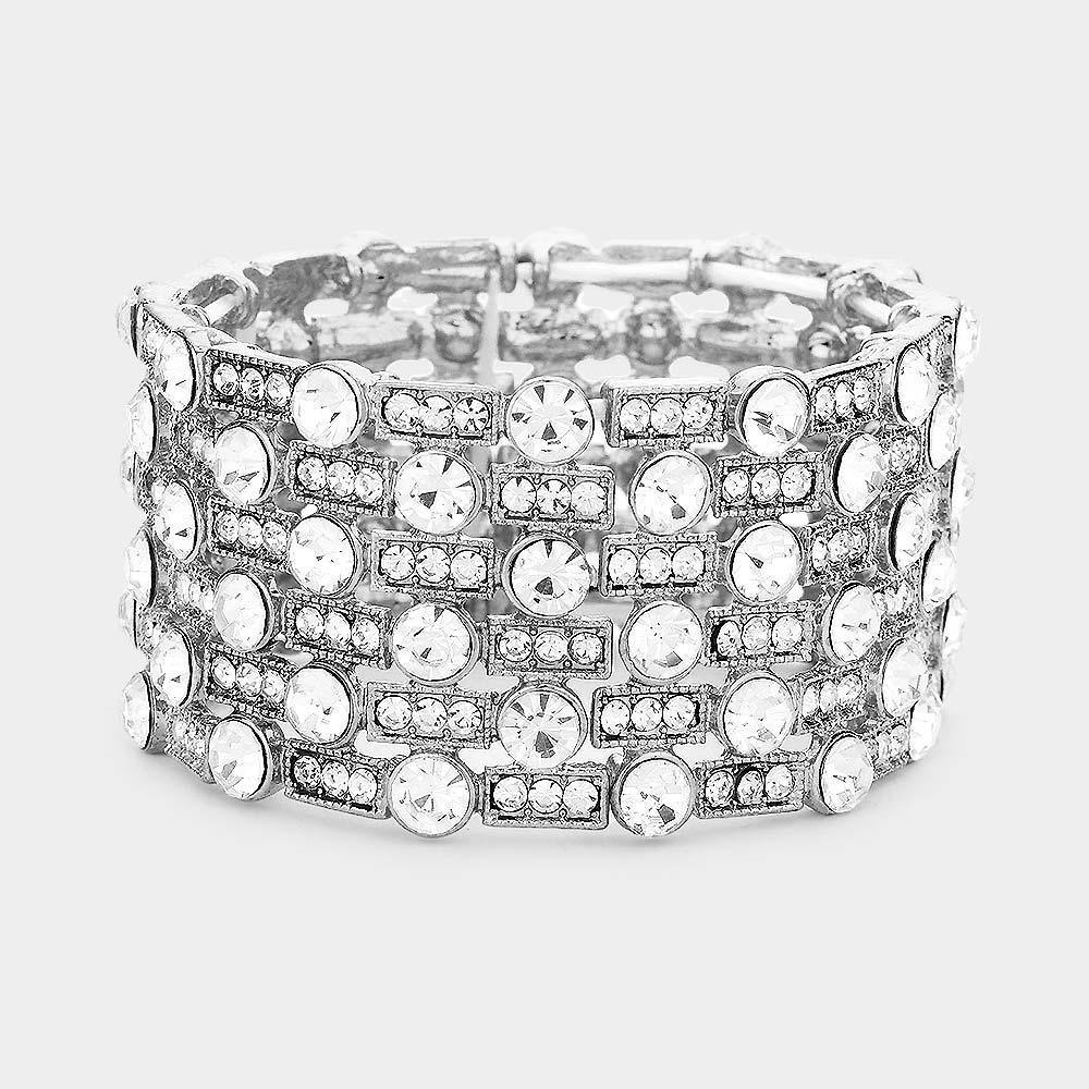 Stone Embellished Crystal Stretch Evening Bracelet - Jewelry Store by Erik Rayo