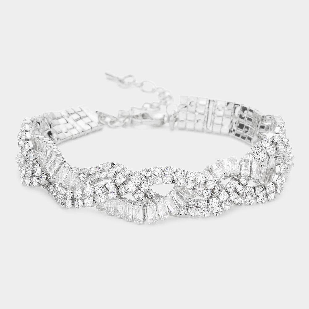 Silver Twisted CZ Stone Evening Bracelet - Jewelry Store by Erik Rayo