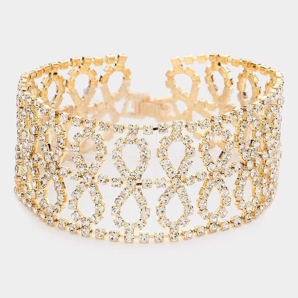 Gold Rhinestone Pave Infinity Evening Bracelet - Jewelry Store by Erik Rayo