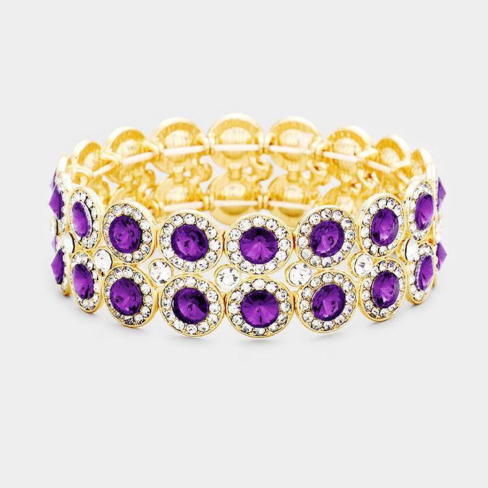 Amethyst Crystal Bubble Stone Cluster Evening Stretch Bracelet - Jewelry Store by Erik Rayo