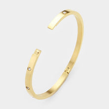 Load image into Gallery viewer, Gold Crystal Embellished Stainless Steel Bangle Evening Bracelet
