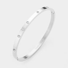 Load image into Gallery viewer, Silver Crystal Embellished Stainless Steel Bangle Evening Bracelet
