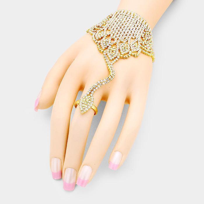 Marquise Crystal Rhinestone Net Hand Chain Bracelet - Jewelry Store by Erik Rayo
