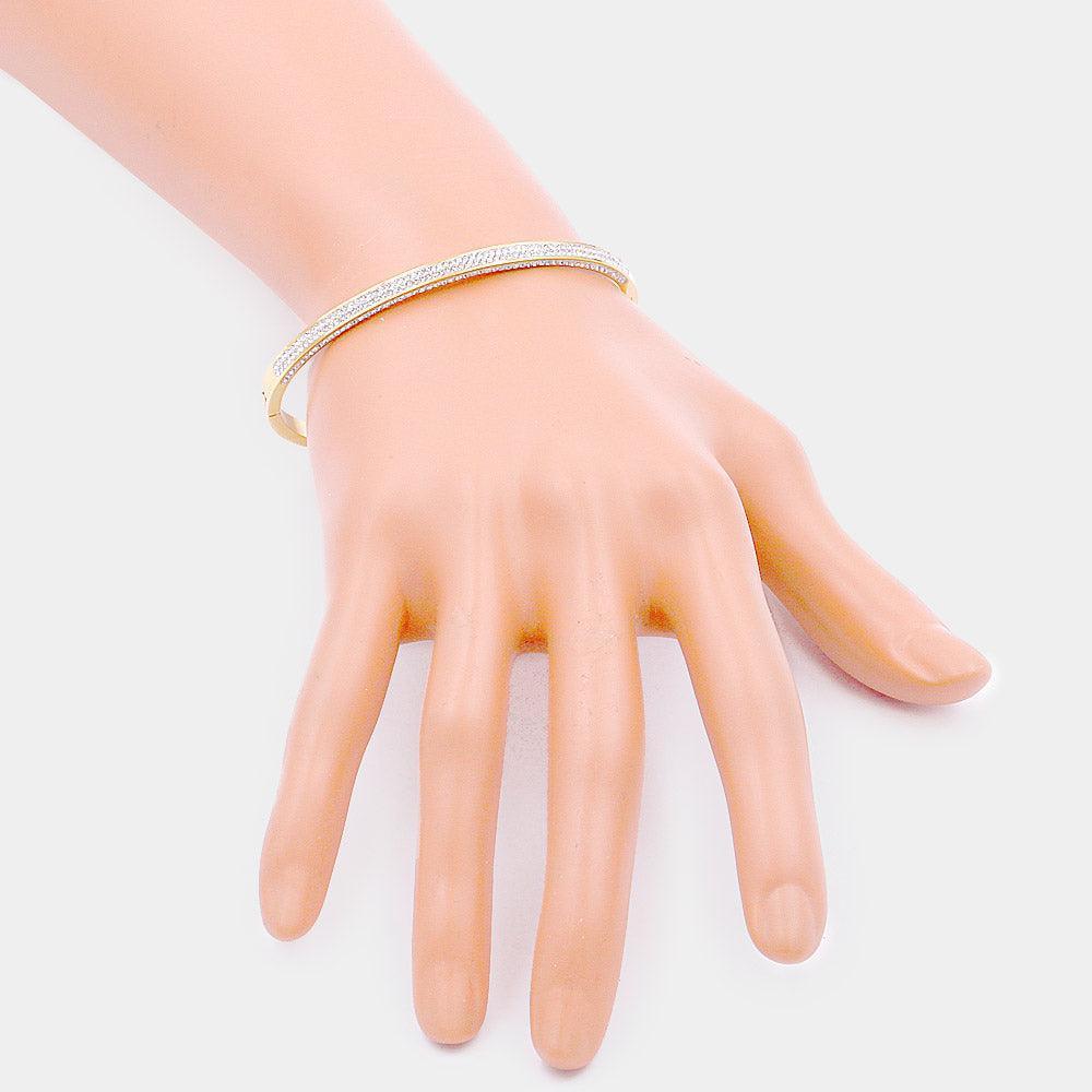 Gold CZ Stone Paved Stainless Steel Evening Bracelet - Jewelry Store by Erik Rayo