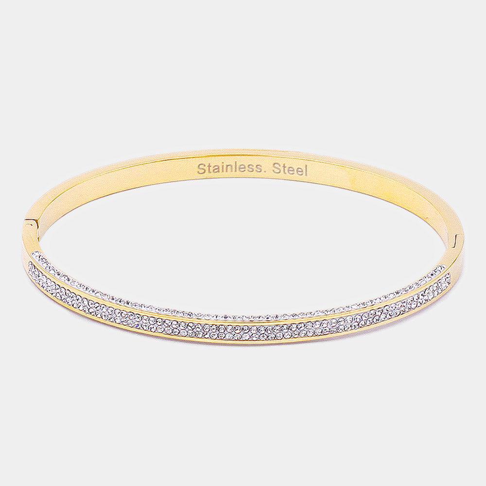 Gold CZ Stone Paved Stainless Steel Evening Bracelet - Jewelry Store by Erik Rayo