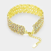 Load image into Gallery viewer, Gold Crystal Rhinestone Pave Evening Bracelet
