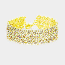 Load image into Gallery viewer, Gold Crystal Rhinestone Pave Evening Bracelet
