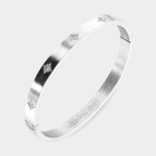 Load image into Gallery viewer, Silver CZ Embellished Stainless Steel Bangle Evening Bracelet
