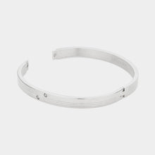 Load image into Gallery viewer, Silver CZ Embellished Stainless Steel Bangle Evening Bracelet
