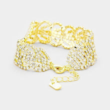 Load image into Gallery viewer, Gold Crystal Rhinestone Pave Evening Bracelet
