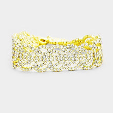 Load image into Gallery viewer, Gold Crystal Rhinestone Pave Evening Bracelet
