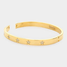 Load image into Gallery viewer, Gold Rhinestone Embellished Star Stainless Steel Bangle Evening Bracelet
