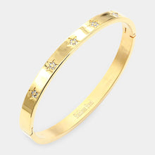 Load image into Gallery viewer, Gold Rhinestone Embellished Star Stainless Steel Bangle Evening Bracelet
