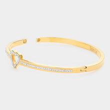 Load image into Gallery viewer, Gold CZ Embellished Heart Stainless Steel Bangle Evening Bracelet
