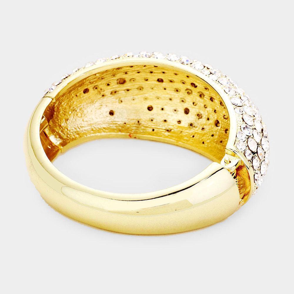 Gold Rhinestone Pave Hinged Evening Bracelets - Jewelry Store by Erik Rayo