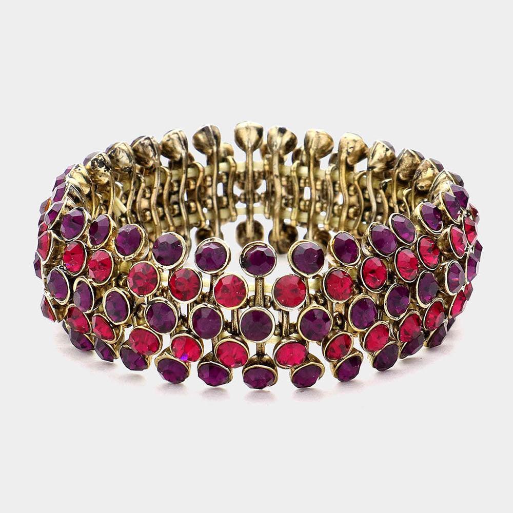 Fuchsia Bubble Stone Stretch Evening Bracelet - Jewelry Store by Erik Rayo