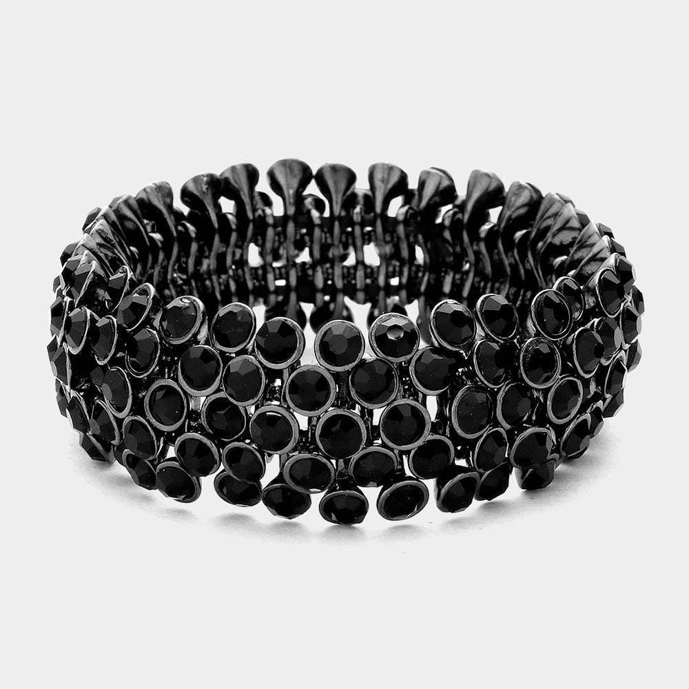 Black Bubble Stone Stretch Evening Bracelet - Jewelry Store by Erik Rayo