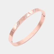 Load image into Gallery viewer, Rose Gold CZ Embellished Stainless Steel Bangle Evening Bracelet
