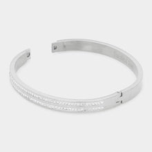 Load image into Gallery viewer, Silver CZ Embellished Stainless Steel Bangle Evening Bracelet
