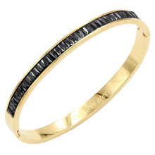 Load image into Gallery viewer, Black CZ Baguette Stone Cluster Stainless Steel Evening Bracelet
