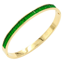 Load image into Gallery viewer, Green CZ Baguette Stone Cluster Stainless Steel Evening Bracelet
