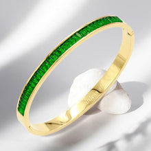 Load image into Gallery viewer, Green CZ Baguette Stone Cluster Stainless Steel Evening Bracelet
