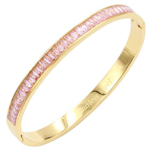 Load image into Gallery viewer, Pink CZ Baguette Stone Cluster Stainless Steel Evening Bracelet
