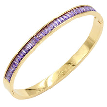 Load image into Gallery viewer, Purple CZ Baguette Stone Cluster Stainless Steel Evening Bracelet
