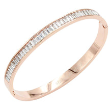 Load image into Gallery viewer, Rose Gold CZ Baguette Stone Cluster Stainless Steel Evening Bracelet
