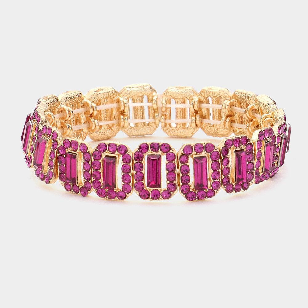 Red Emerald Cut Crystal Rhinestone Pave Evening Bracelet - Jewelry Store by Erik Rayo