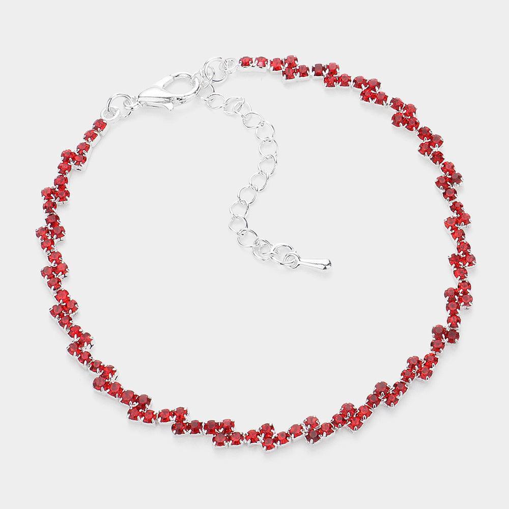 Red Rhinestone Crystal Evening Bracelet - Jewelry Store by Erik Rayo