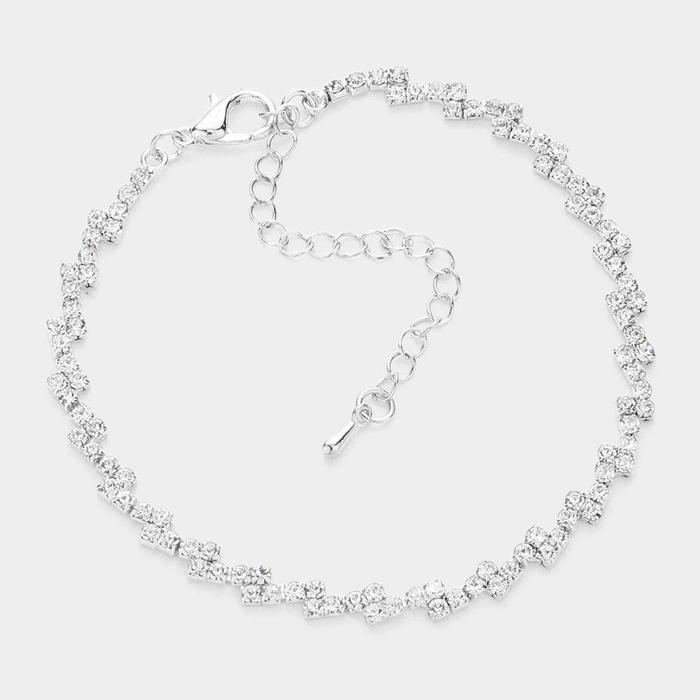 Silver Rhinestone Crystal Evening Bracelet