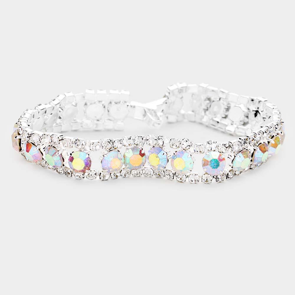 Round Crystal Rhinestone Evening Bracelet