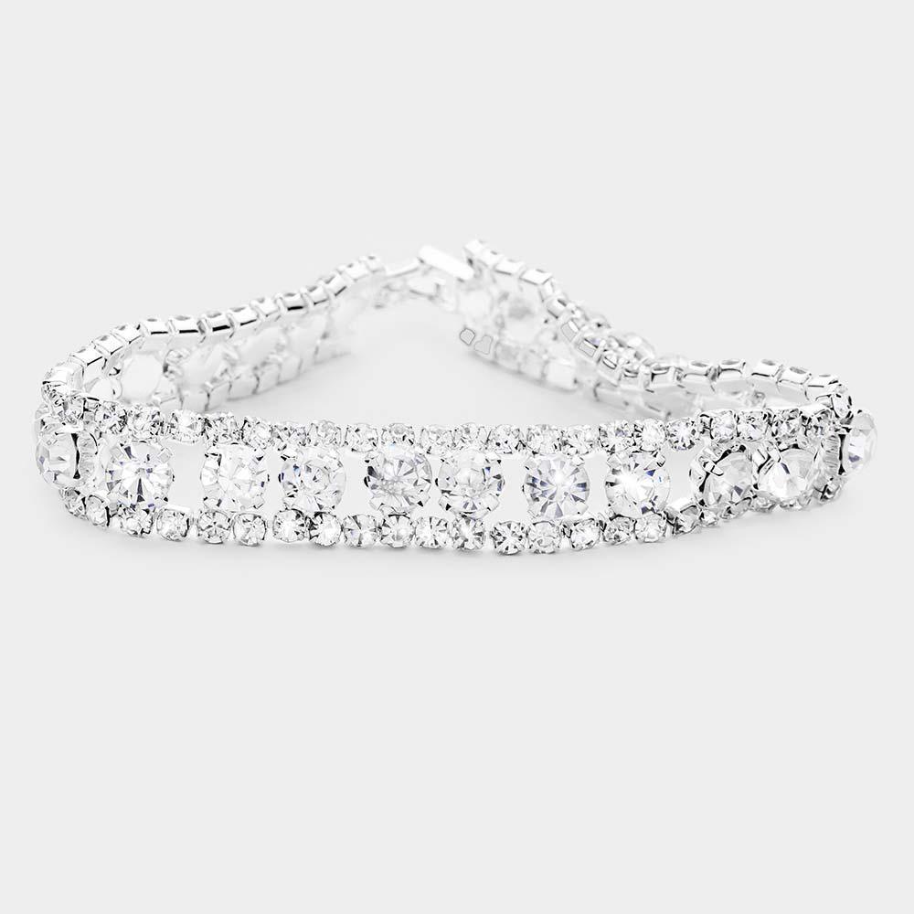 Silver Round Crystal Rhinestone Evening Bracelet - Jewelry Store by Erik Rayo